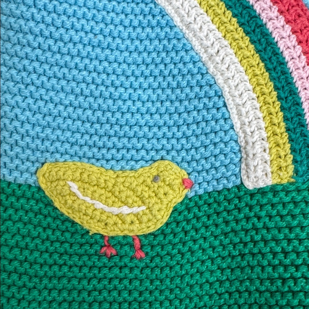 Baby Boden Blue Knit Hooded Cardigan jacket with spring animal farm embroidery - Picture 4 of 8